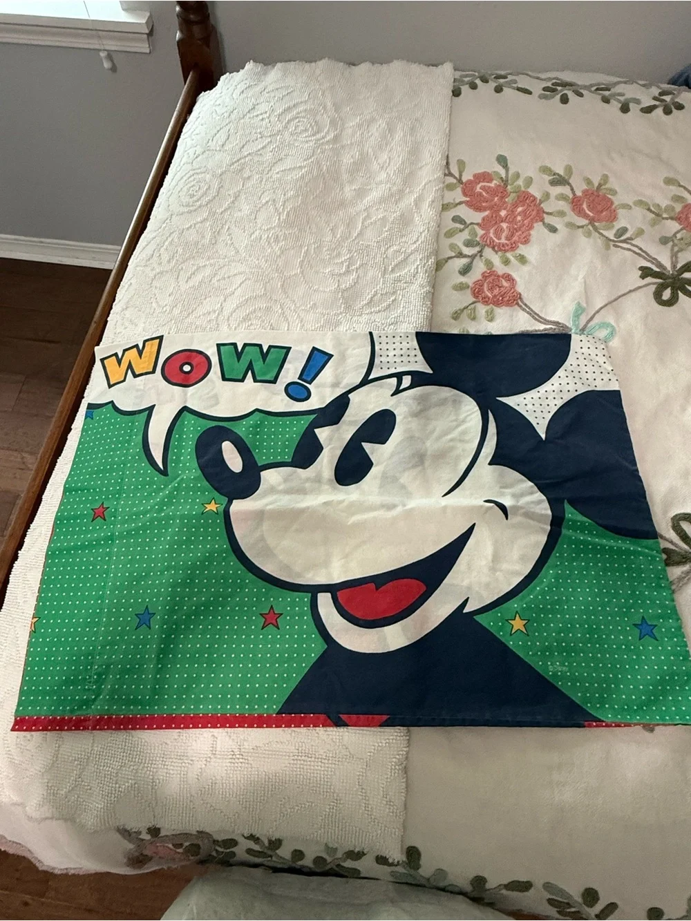 Vintage Disney Mickey Mouse Pop Art Pillowcase Gosh Wow Comic Style USA Made